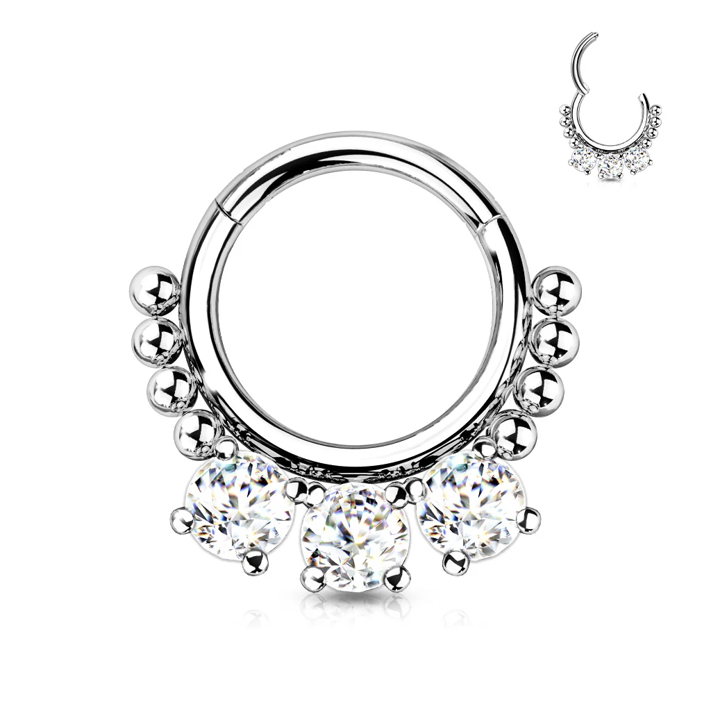 High Quality Precision CZ Bead Hinged Segment Septum Ear Cartilage Helix Tragus Rings - Image 3