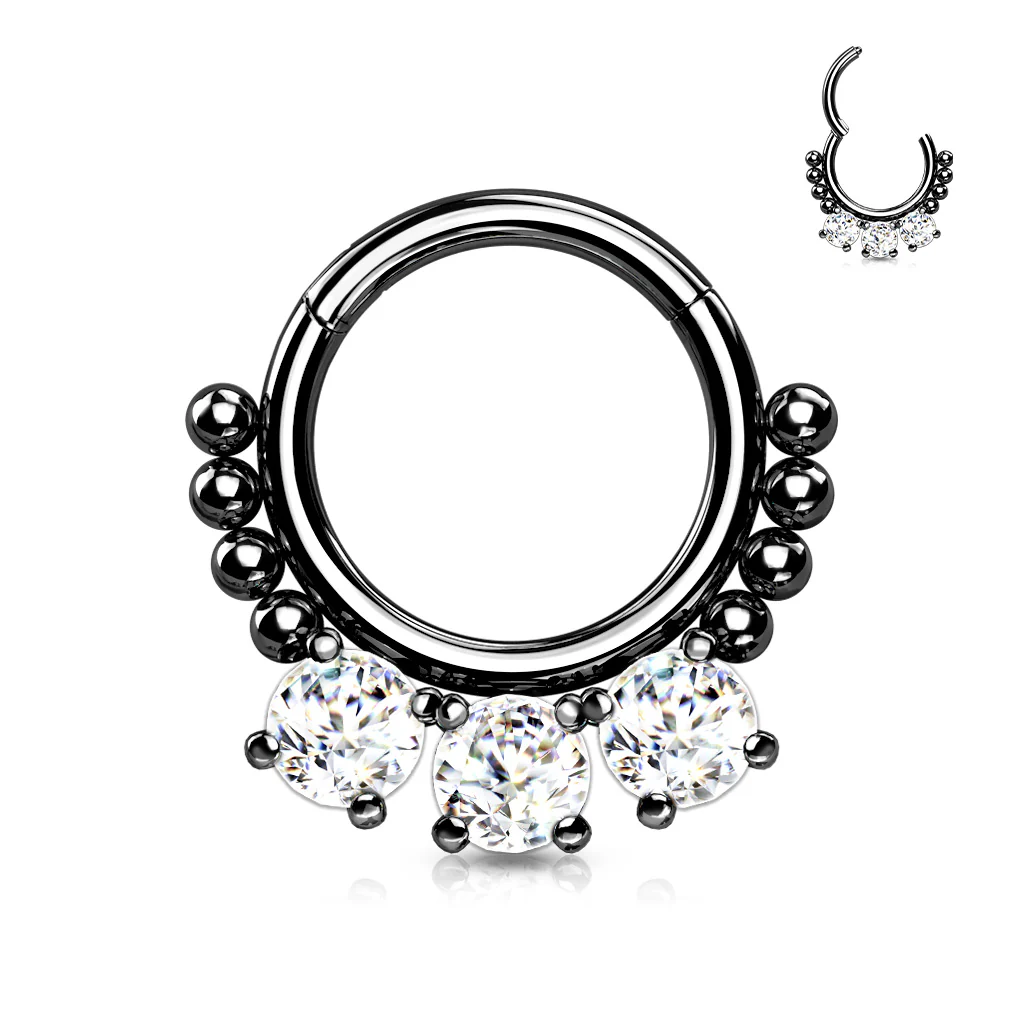 High Quality Precision CZ Bead Hinged Segment Septum Ear Cartilage Helix Tragus Rings - Image 4