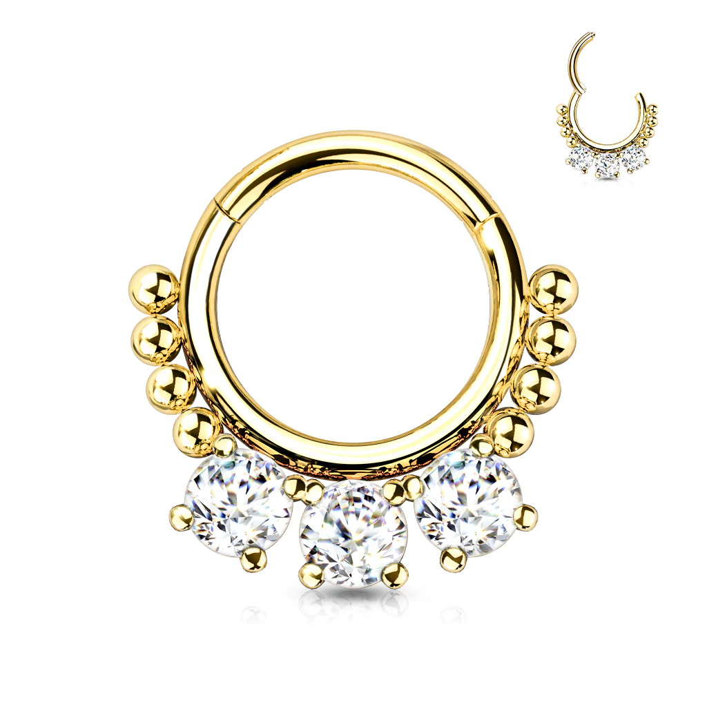 High Quality Precision CZ Bead Hinged Segment Septum Ear Cartilage Helix Tragus Rings - Image 5