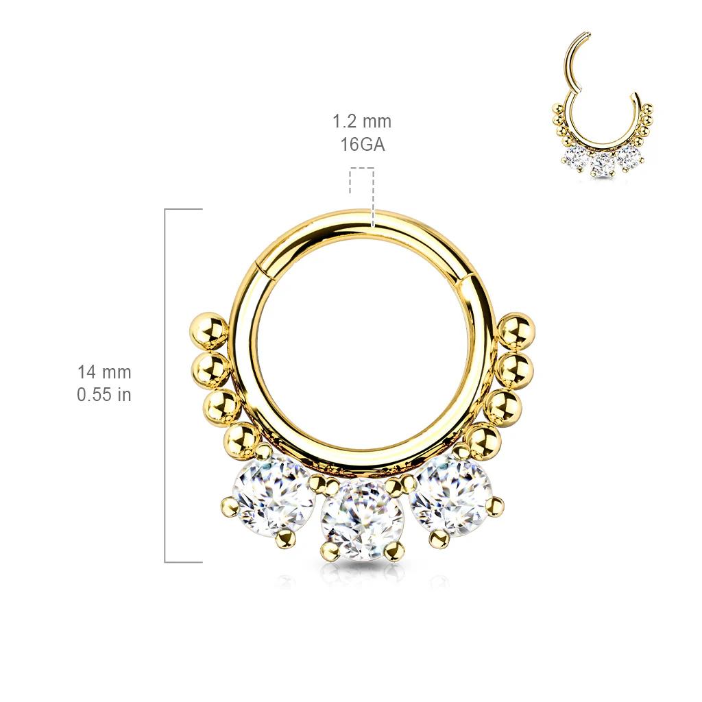 High Quality Precision CZ Bead Hinged Segment Septum Ear Cartilage Helix Tragus Rings - Image 6