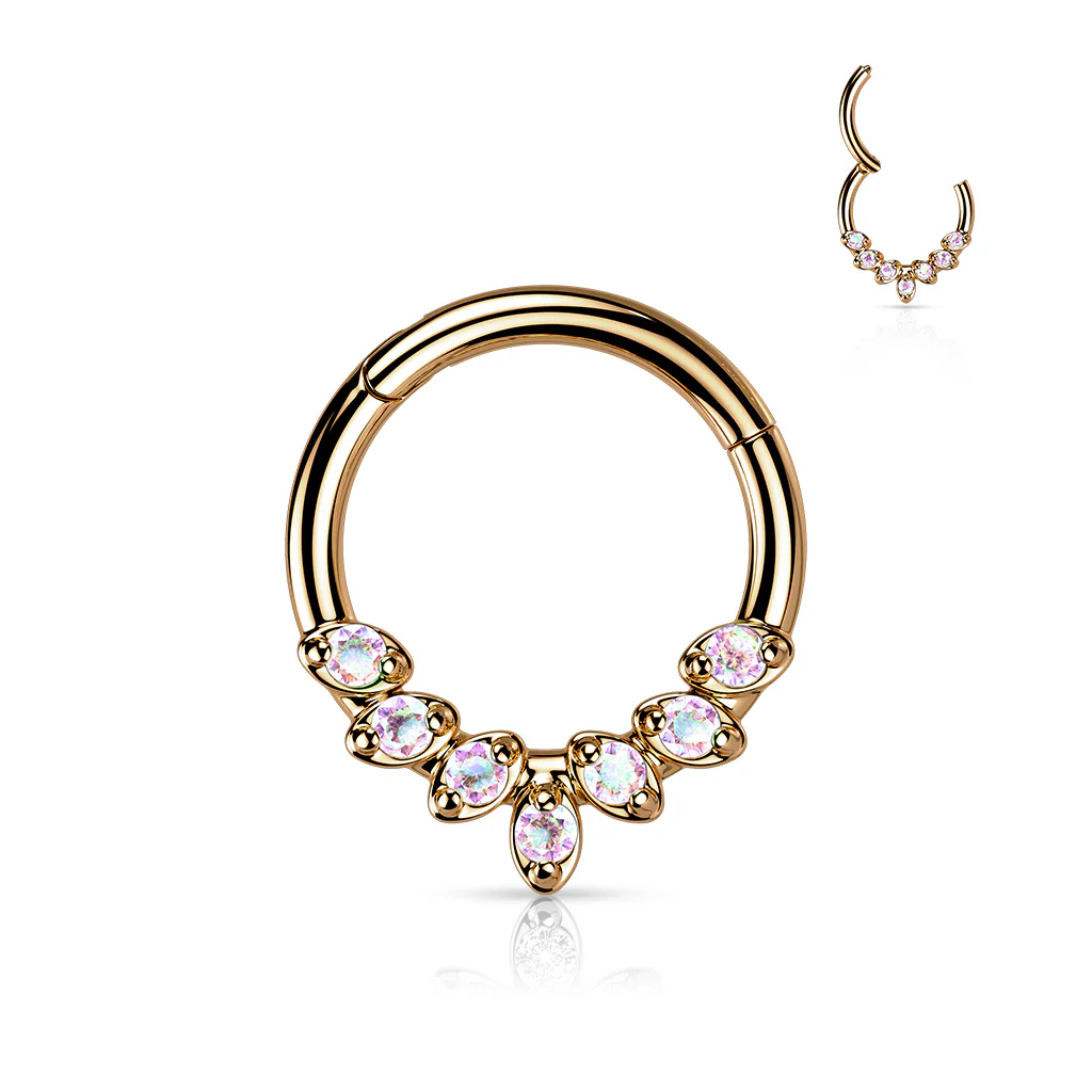 High Quality Precision CZ Leaves Hinge Hoop Segment Ring Nose Septum - Image 4