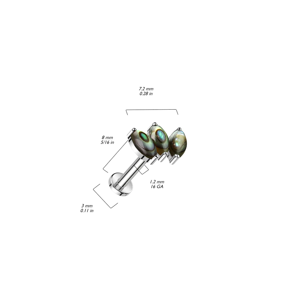 Implant Titanium Labret With Marquise Natural Stone Top - Image 2