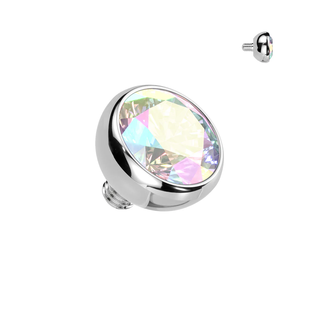 Titanium Internally Threaded Bezel CZ Ball Top 16G - Image 10