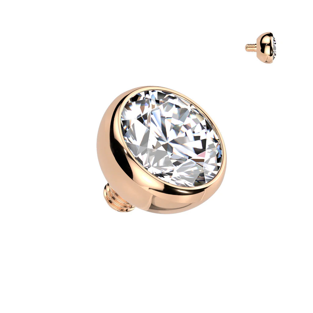 Titanium Internally Threaded Bezel CZ Ball Top 16G - Image 3