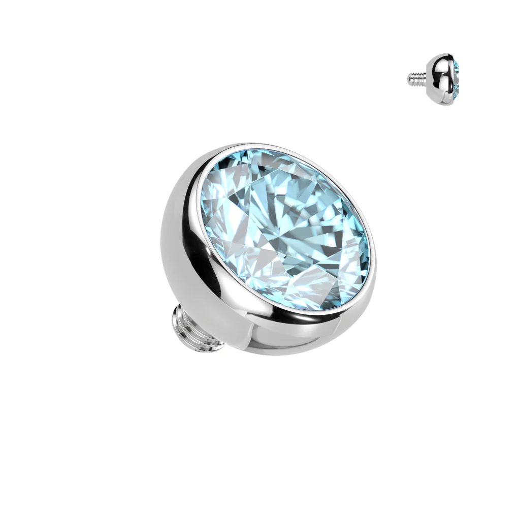 Titanium Internally Threaded Bezel CZ Ball Top 16G - Image 4