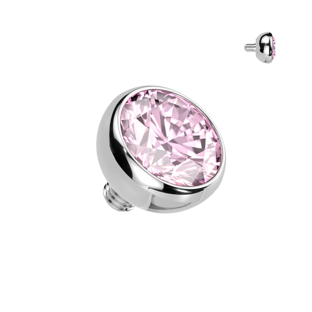 Titanium Internally Threaded Bezel CZ Ball Top 16G - Image 5