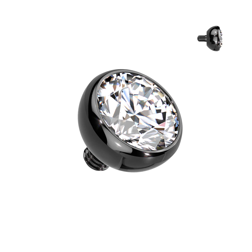Titanium Internally Threaded Bezel CZ Ball Top 16G - Image 6