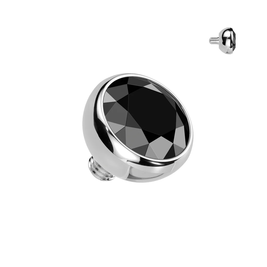 Titanium Internally Threaded Bezel CZ Ball Top 16G - Image 7