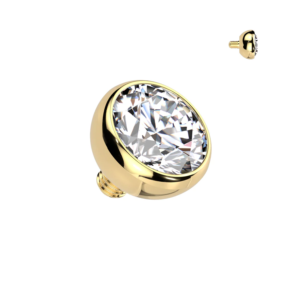 Titanium Internally Threaded Bezel CZ Ball Top 16G - Image 8