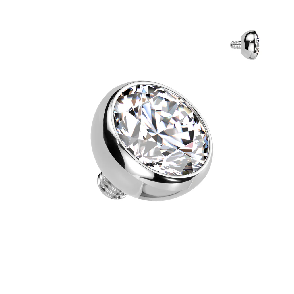Titanium Internally Threaded Bezel CZ Ball Top 16G - Image 9