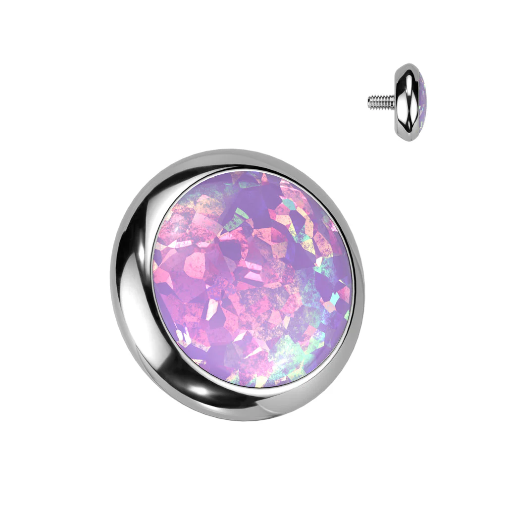 Implant Titanium Bezel Set Opal Top Parts Lip, Eyebrow Dermal 16G - Image 3
