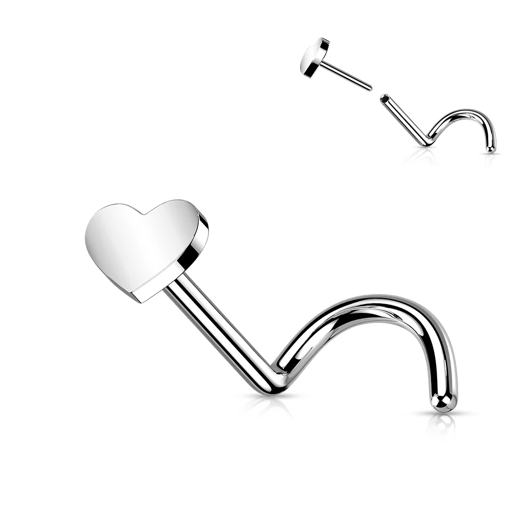 Titanium Heart Shape Top Push In Nose Screw - Image 3