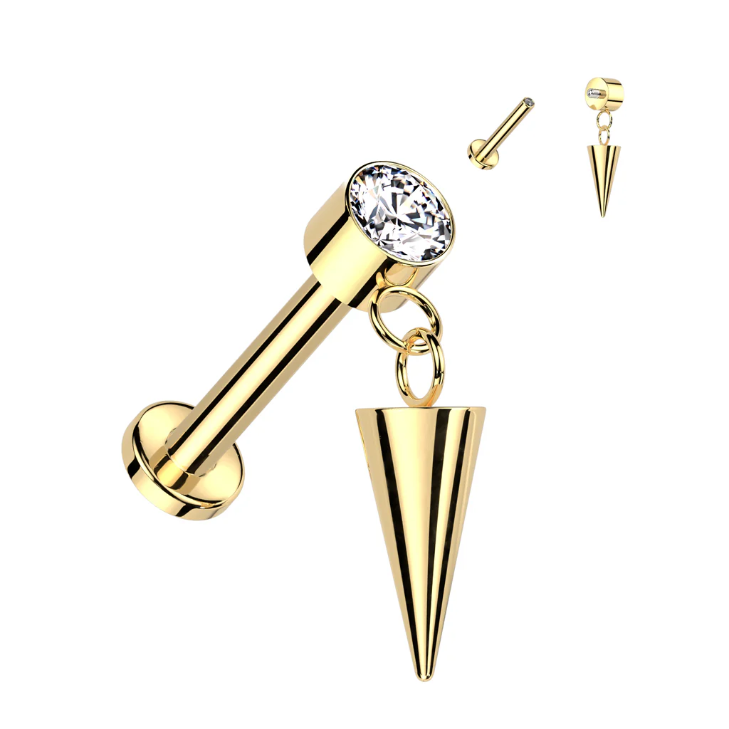 Implant Titanium With Bezel Set CZ and Cone Dangle Libret - Image 5