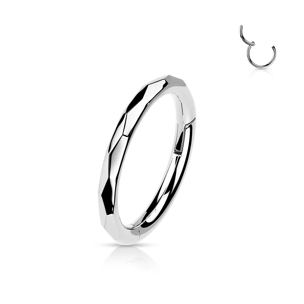 Titanium Hinged Segment Hoop Ring Faceted Side For Nose Septum Cartilage - Image 6