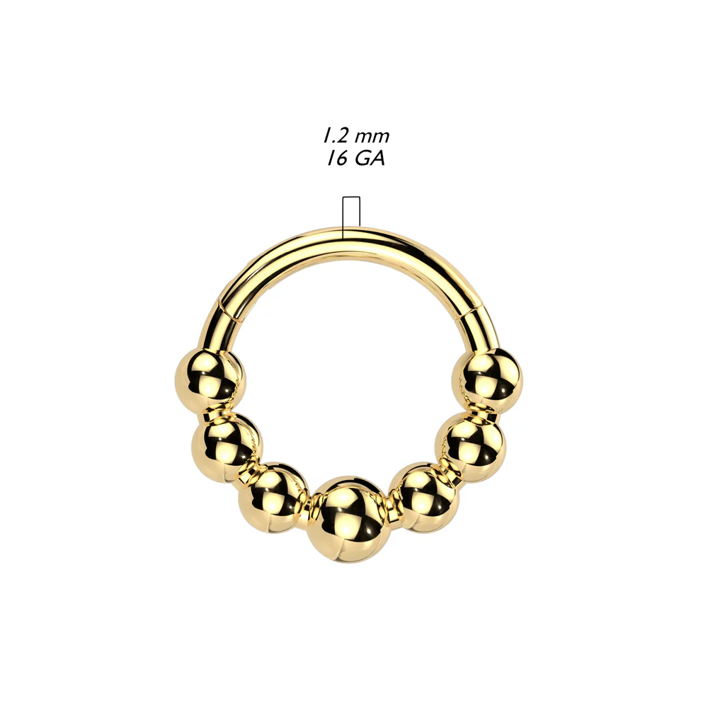 Titanium Hinged Segment Hoop Ring Beaded Balls For Nose Septum Cartilage - Image 2