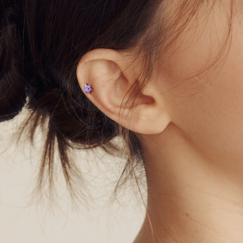 Implant Titanium Labret With 6 Opal Petal Flower Top - Image 2