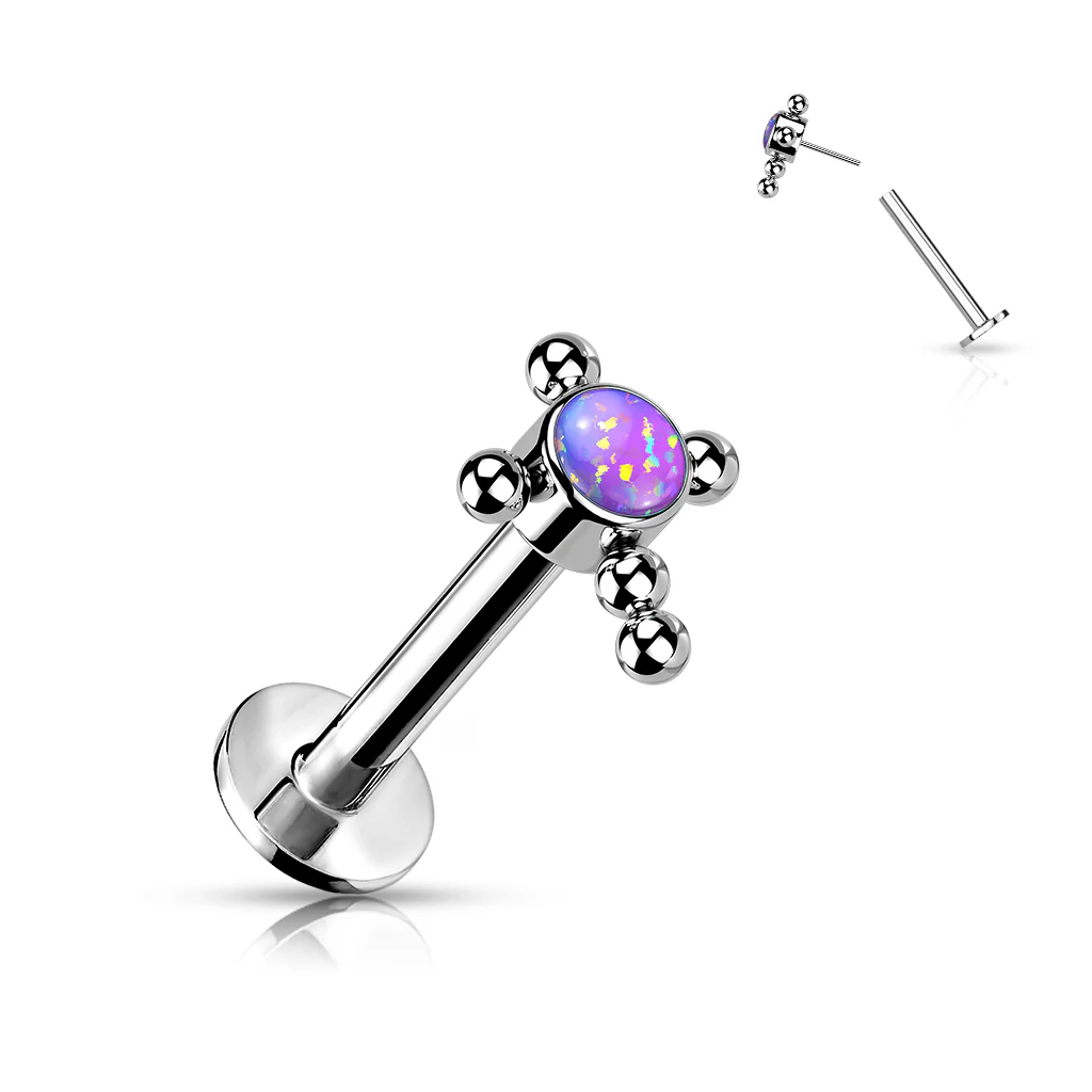 Implant Titanium Threadless Push In Opal & CZ Labret Cartilage - Image 4