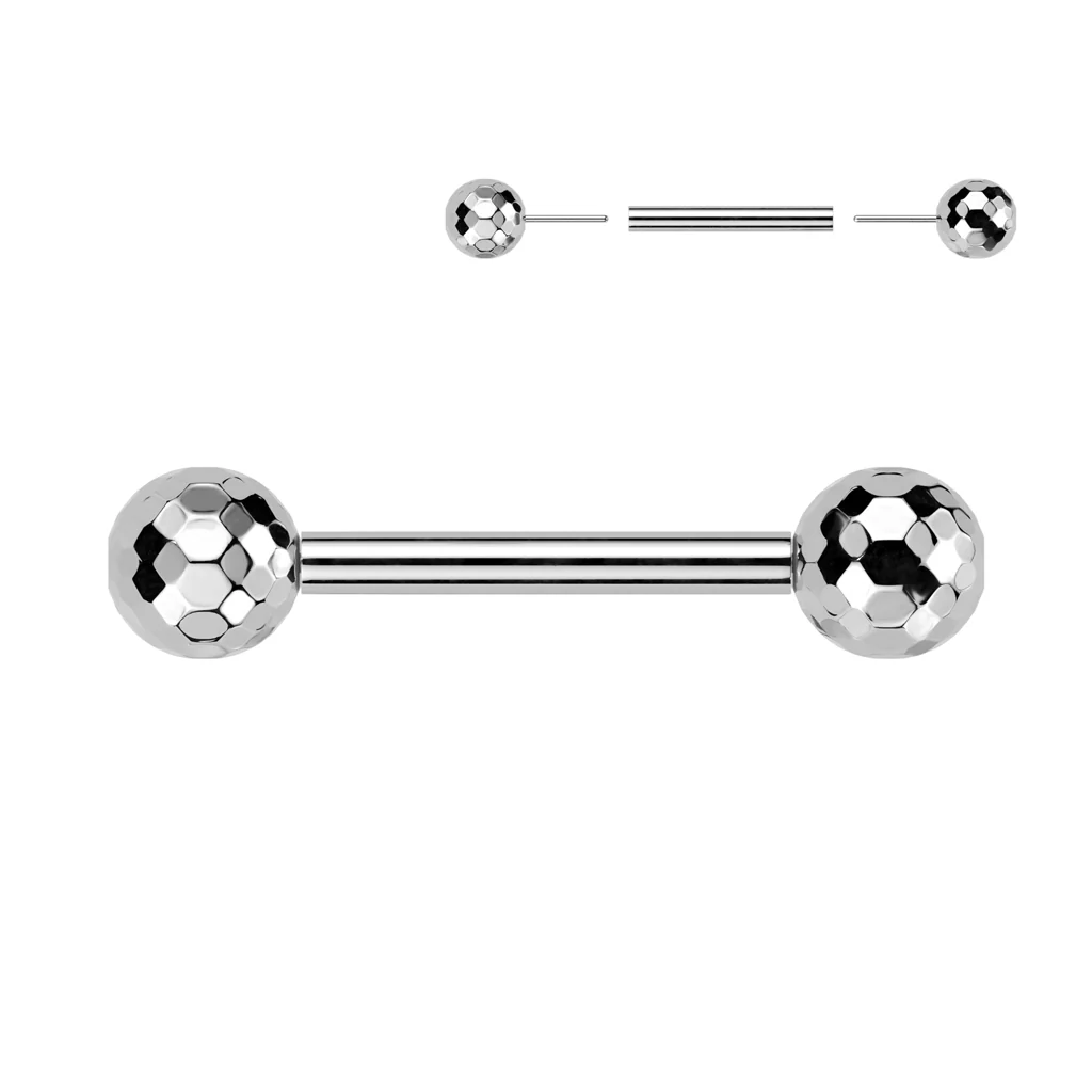 Implant Titanium Threadless Push In Barbells With Faceted Balls - Image 3