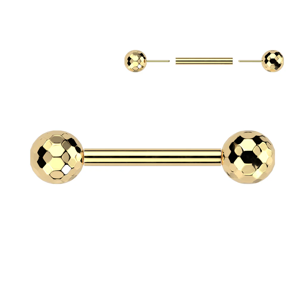 Implant Titanium Threadless Push In Barbells With Faceted Balls - Image 6