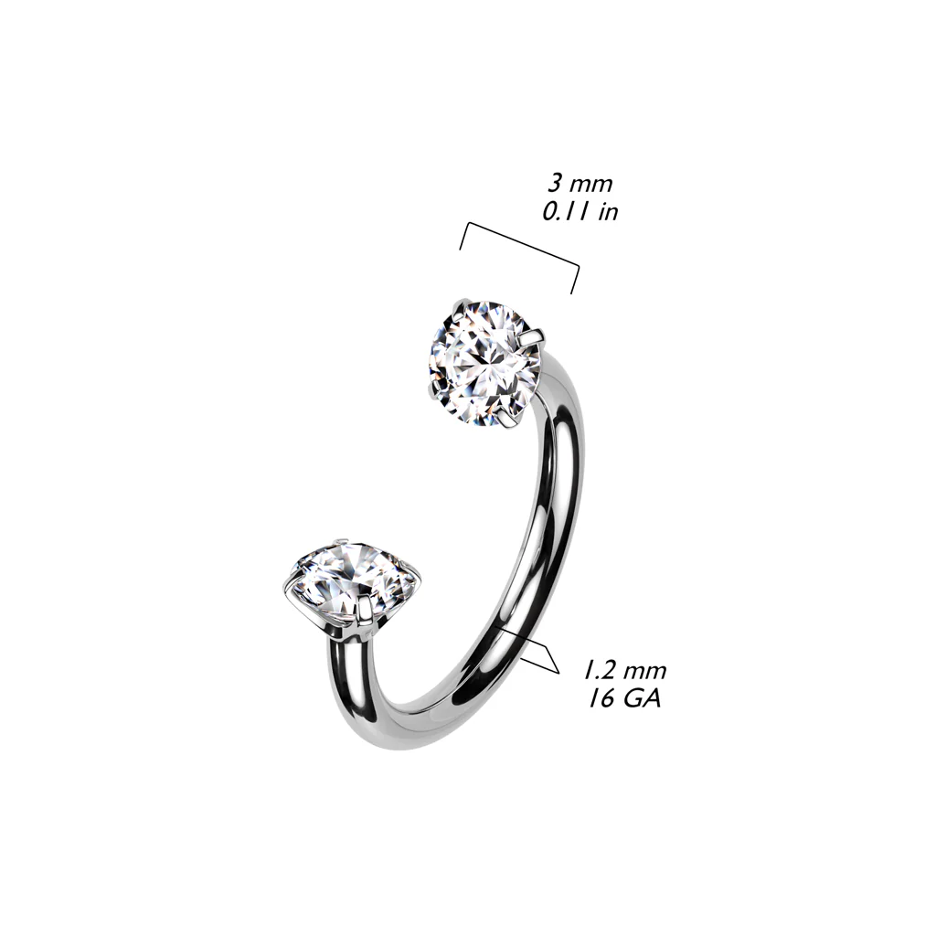 Implant Grade Solid Titanium Prong Set CZ Horseshoe - Image 2