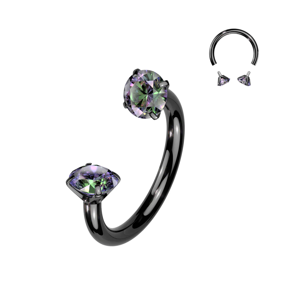 Implant Grade Solid Titanium Prong Set CZ Horseshoe - Image 4
