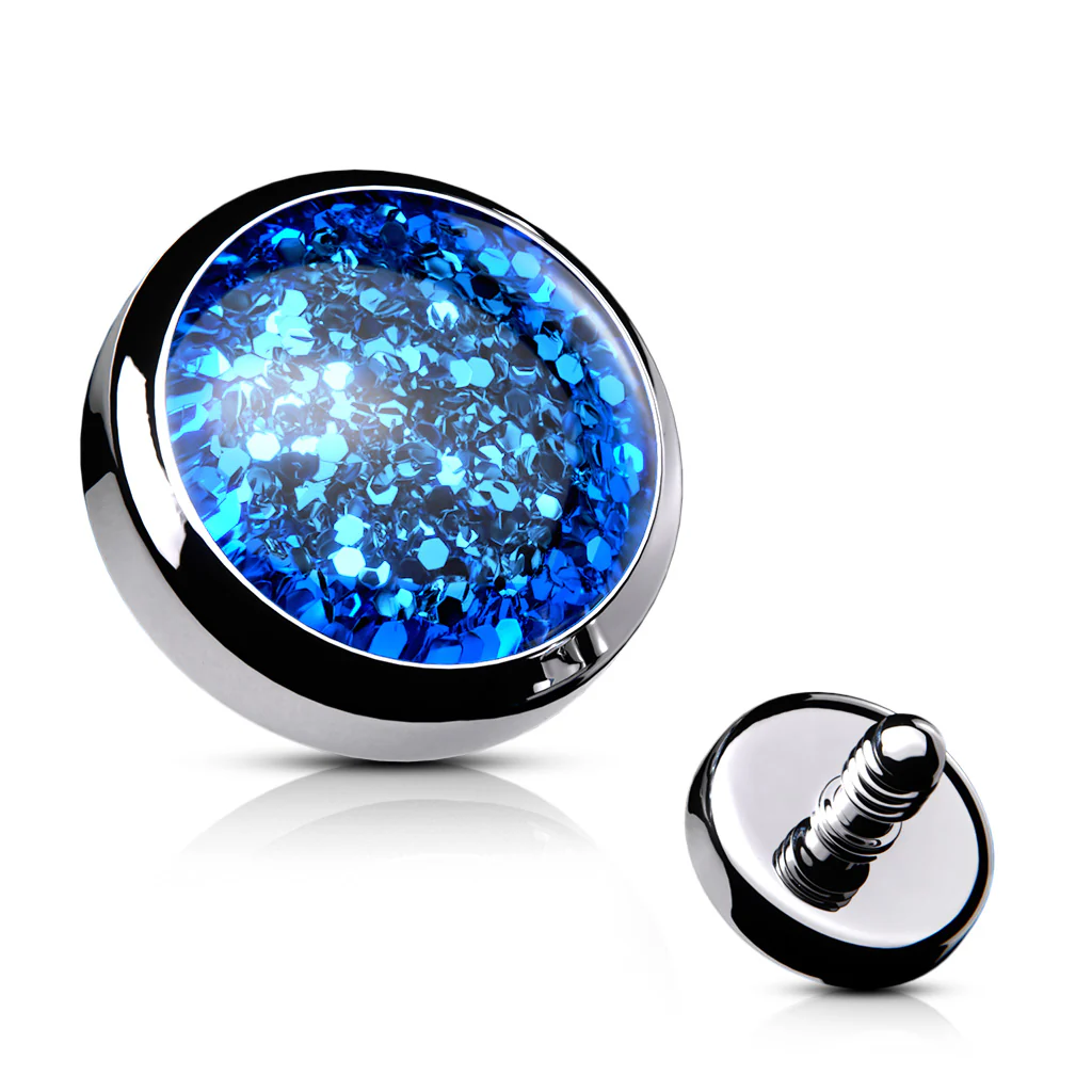8 Colors Of Epoxy Covered Glitter Dermal Anchor Top Parts - Image 8