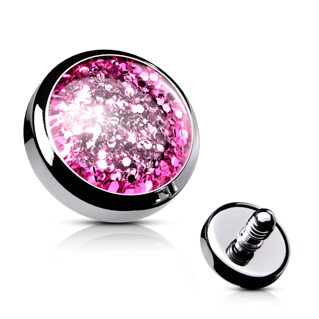 Mixed Sz Epoxy Covered Glitter Lip Top & Dermal Anchor Top Parts - Image 7