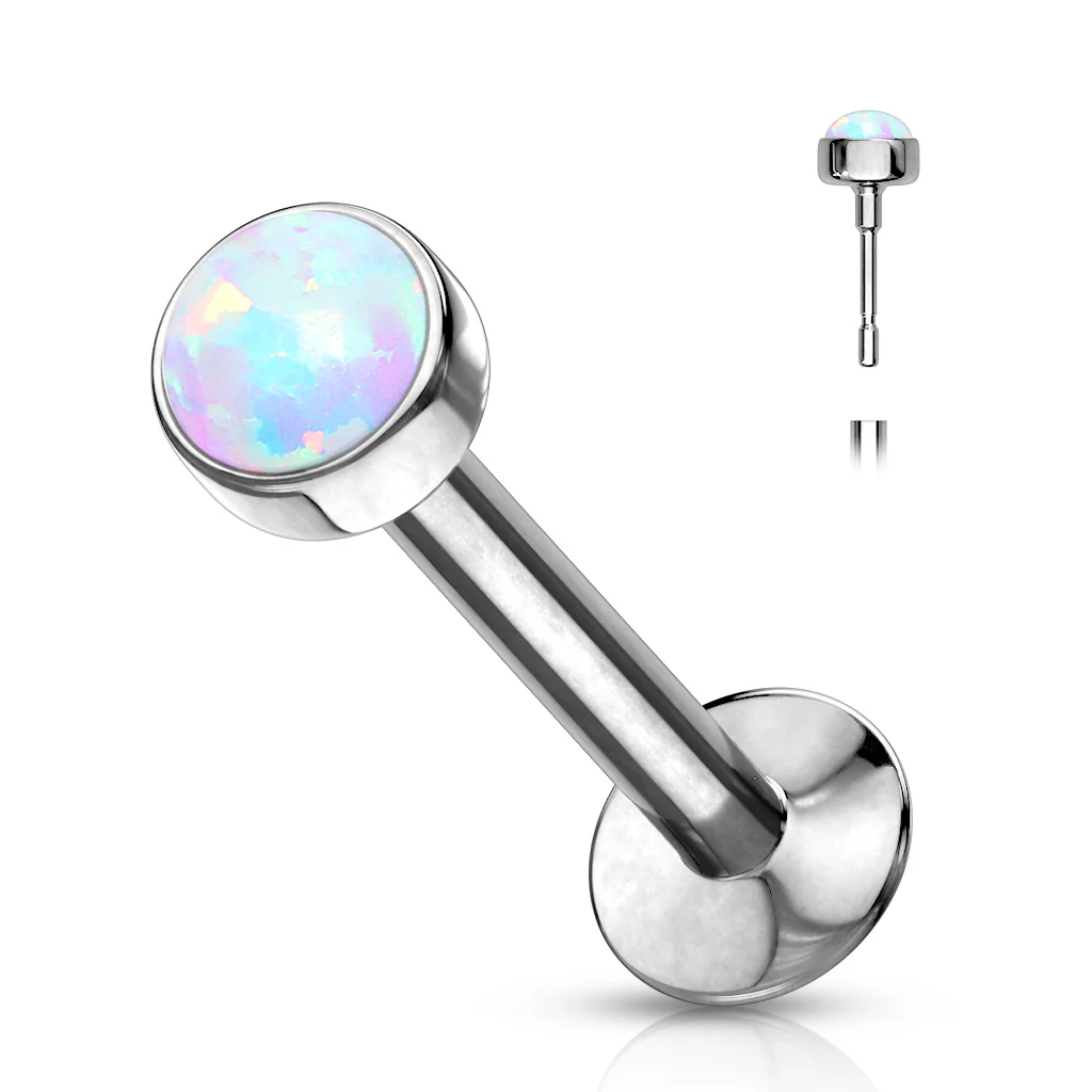 Push In Top White Opal Ball Labret Ear Cartilage Daith Triple Helix Tragus Piercing - Image 2