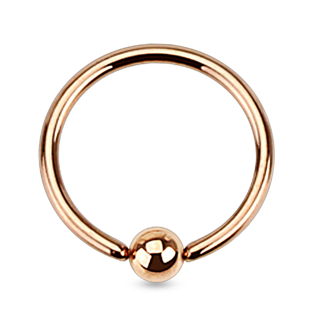Rose Gold Captive Bead Ring Snug Tragus Helix Cartilage Smiley Piercing - Image 2