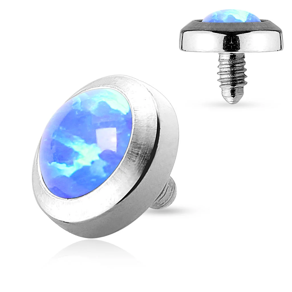 4 Pc Of 4mm Opal Stone 316L Surgical Steel Dermal Anchor Tops - Image 2