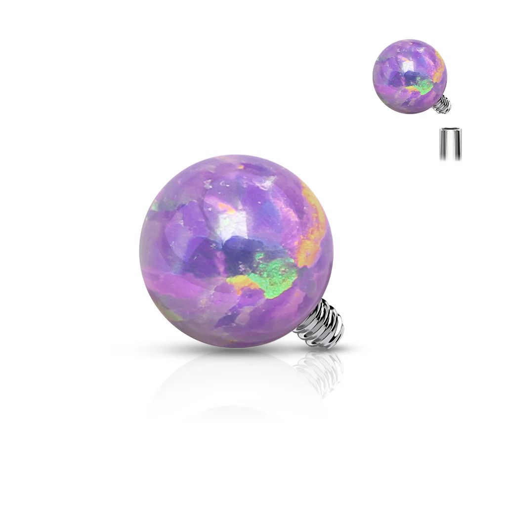 Purple Opal Ball 316L Surgical Steel Dermal Anchor Top