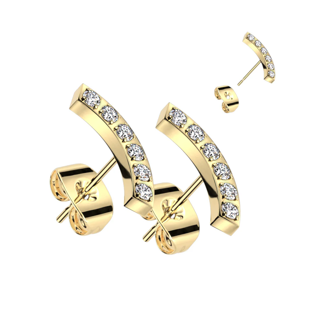 Pair CNC CZ Curve Stud Earrings - Image 5