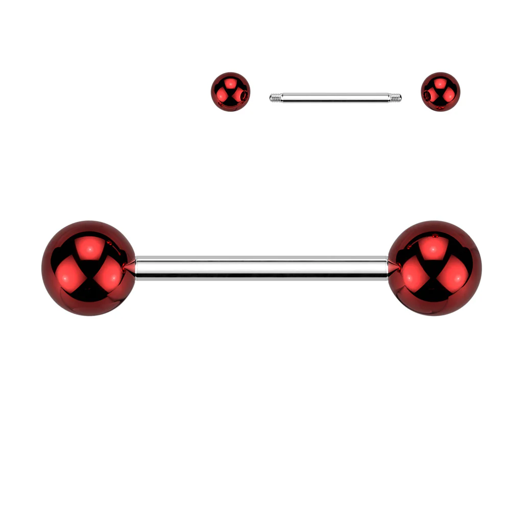 Pair Glass Coating Acrylic Balls Nipple Barbell - Image 3