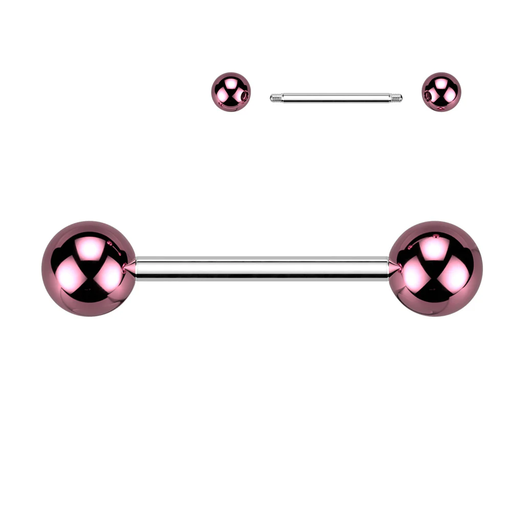 Pair Glass Coating Acrylic Balls Nipple Barbell - Image 4