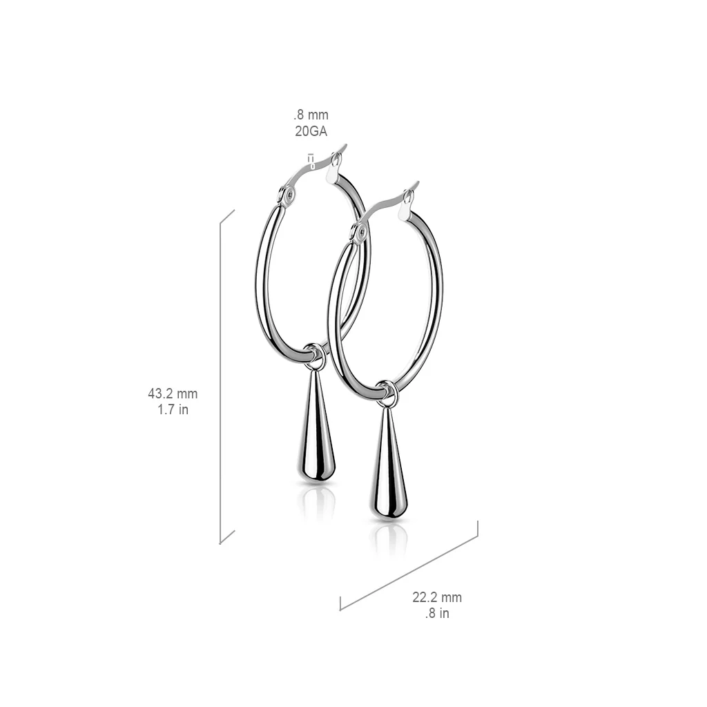 Pair Hoop Earrings With Teardrop Dangle - Image 4