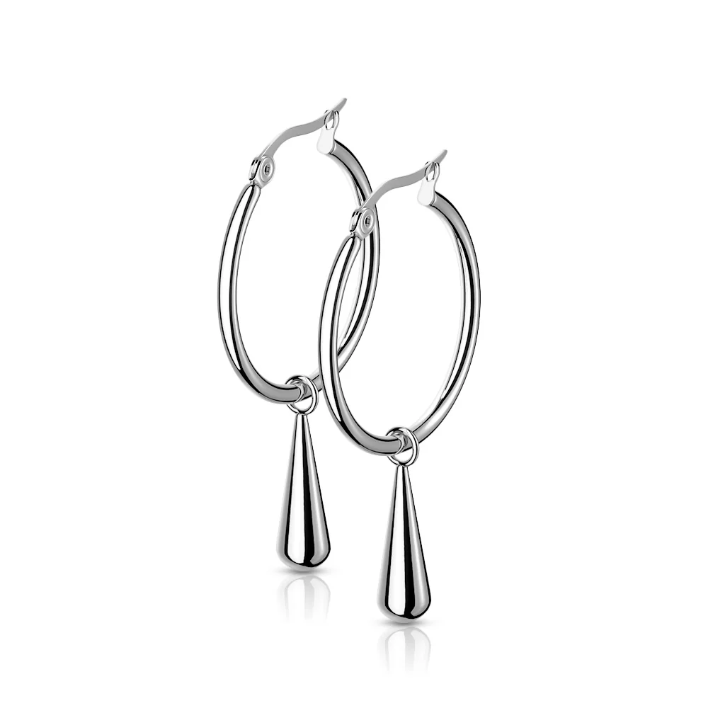 Pair Hoop Earrings With Teardrop Dangle - Image 5