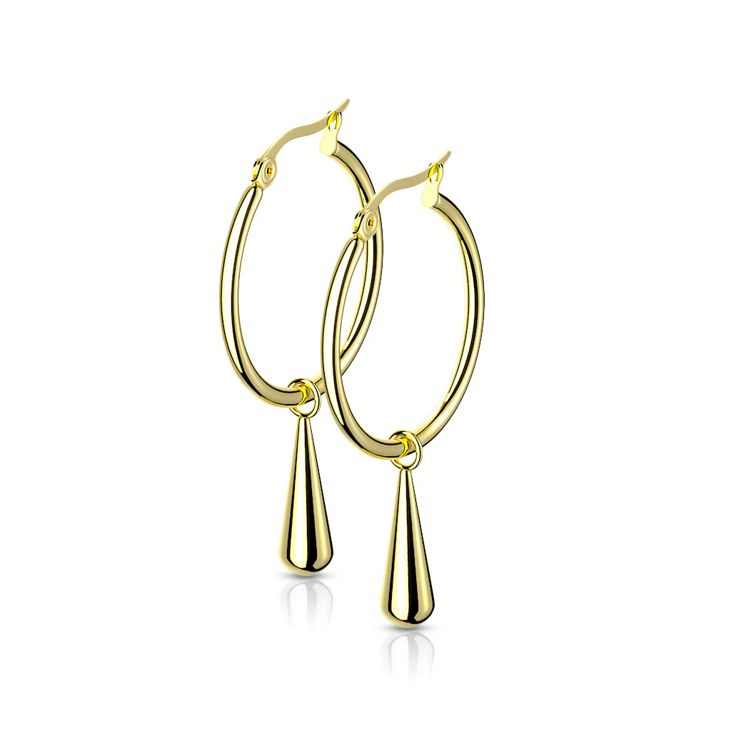 Pair Hoop Earrings With Teardrop Dangle - Image 7