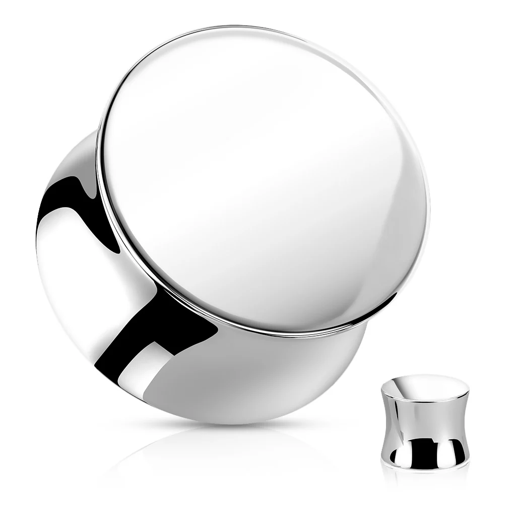 Pair Hand Polished Solid Steel Double Flared Saddle Plugs - Image 2