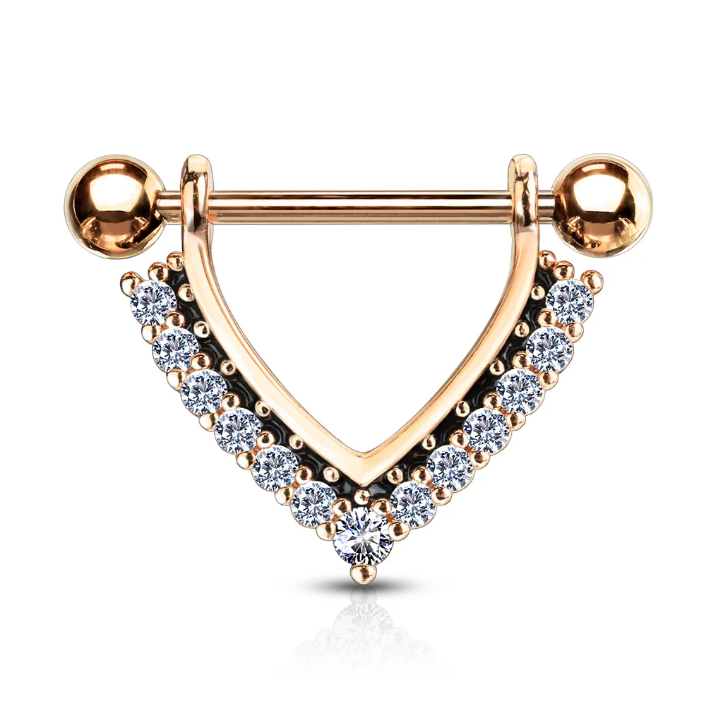 Pair CZ Paved Enamel Dangle Nipple Shield Nipple Rings - Image 5