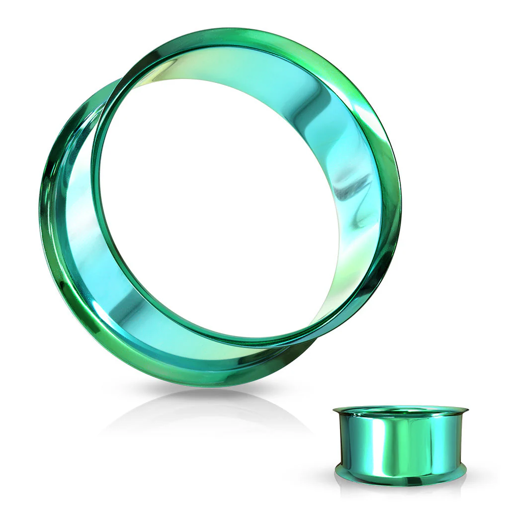 Pair Titanium IP Double Flared Tunnel Ear Plugs Up To 1" - Image 7
