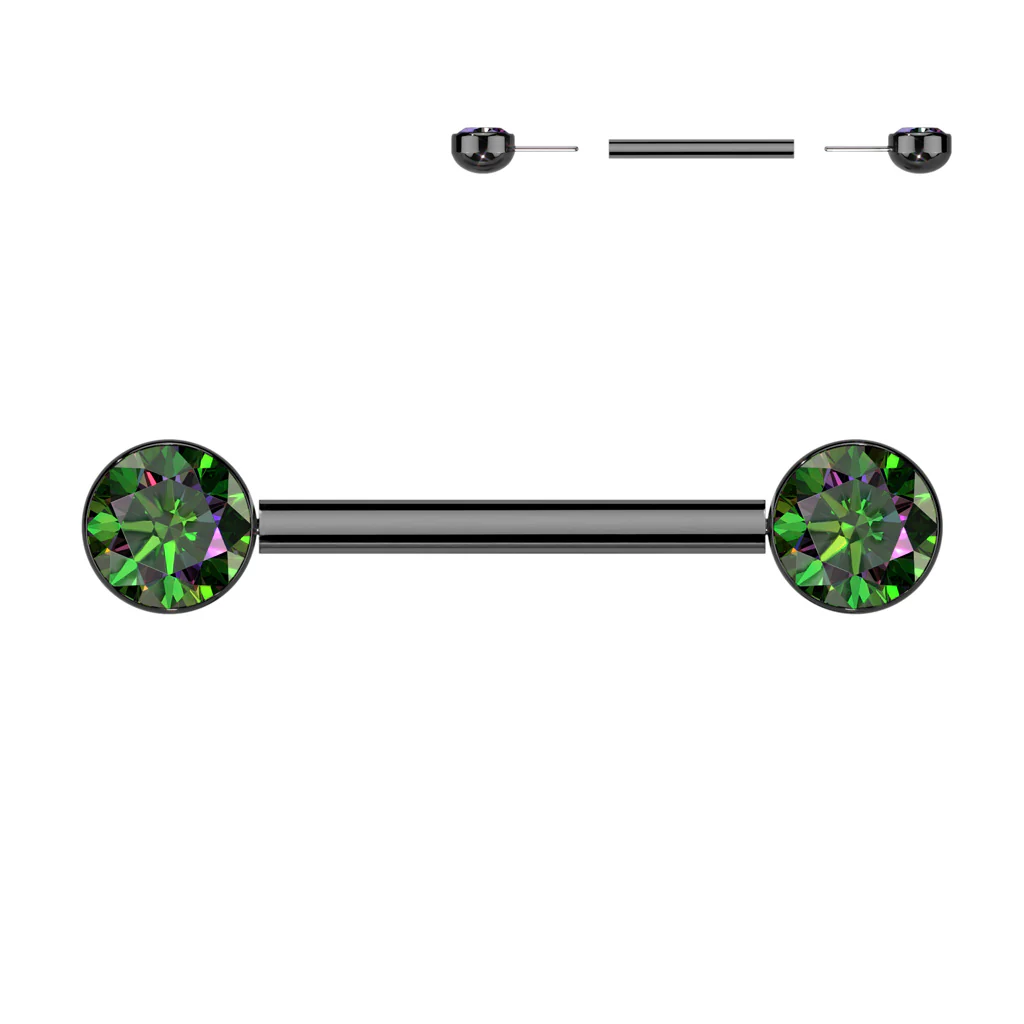 Pair Titanium Threadless Push in Nipple Barbell with CZ - Image 6