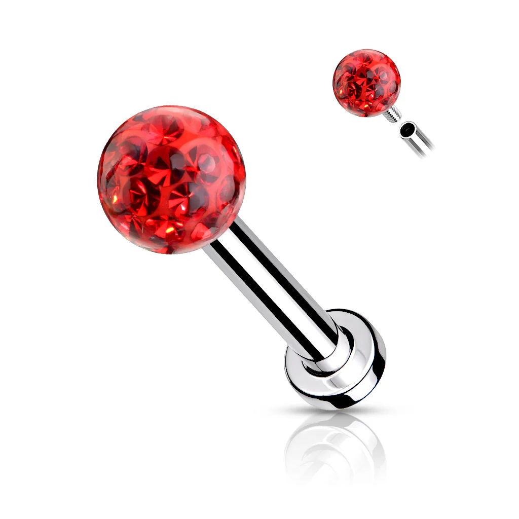 Epoxy Coverd Crystal Paved Ball Labret Tragus Snug Ear Cartilage Helix Studs - Image 5