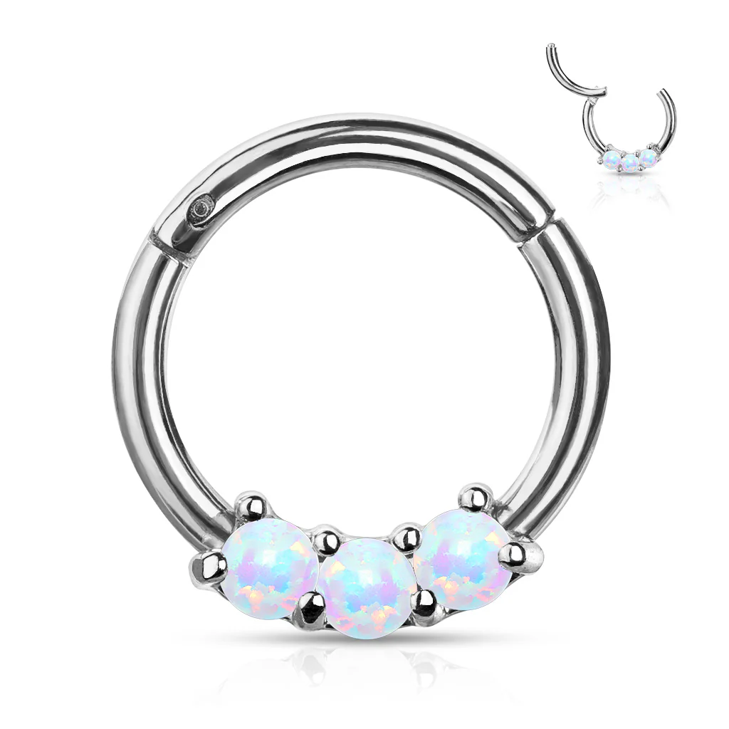 Precision 3 OPal Set All Surgical Steel Hinged Segment Hoop Rings - Image 4