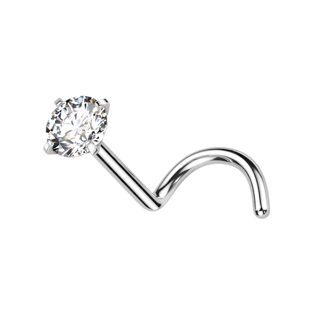 Implant Grade Titanium Prong Set CZ Nose Screw 20GA - Image 9