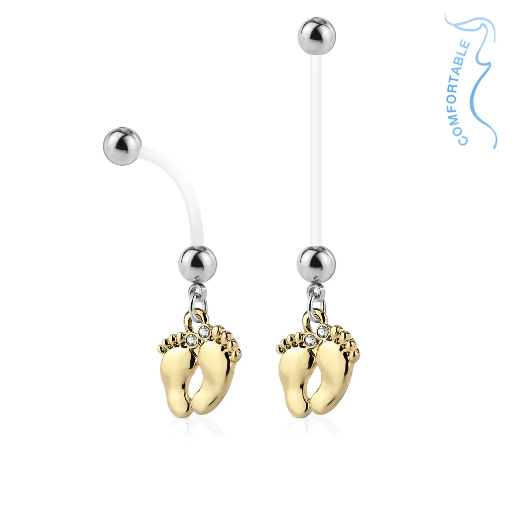Baby Foot Pregnancy BioFlex Barbell Navel Belly Button Ring - Image 2