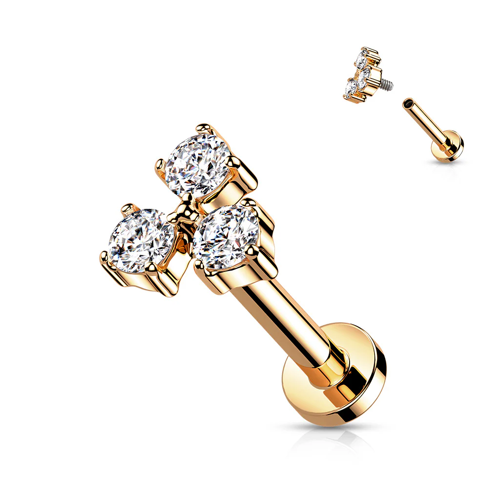 Triangle CZ Set Top Lip Labret Monroe Ear Cartilage Tragus - Image 13