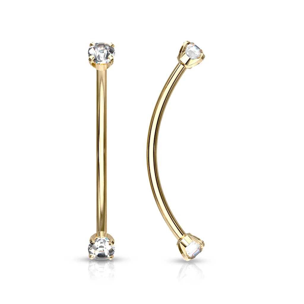 3 mm Prong Set CZ Surgical Steel Curved Barbell Lobe Snake Eye Piercing 16G - Image 3