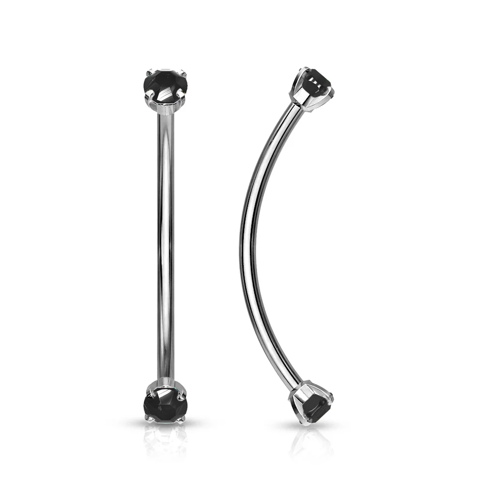 3 mm Prong Set CZ Surgical Steel Curved Barbell Lobe Snake Eye Piercing 16G - Image 4