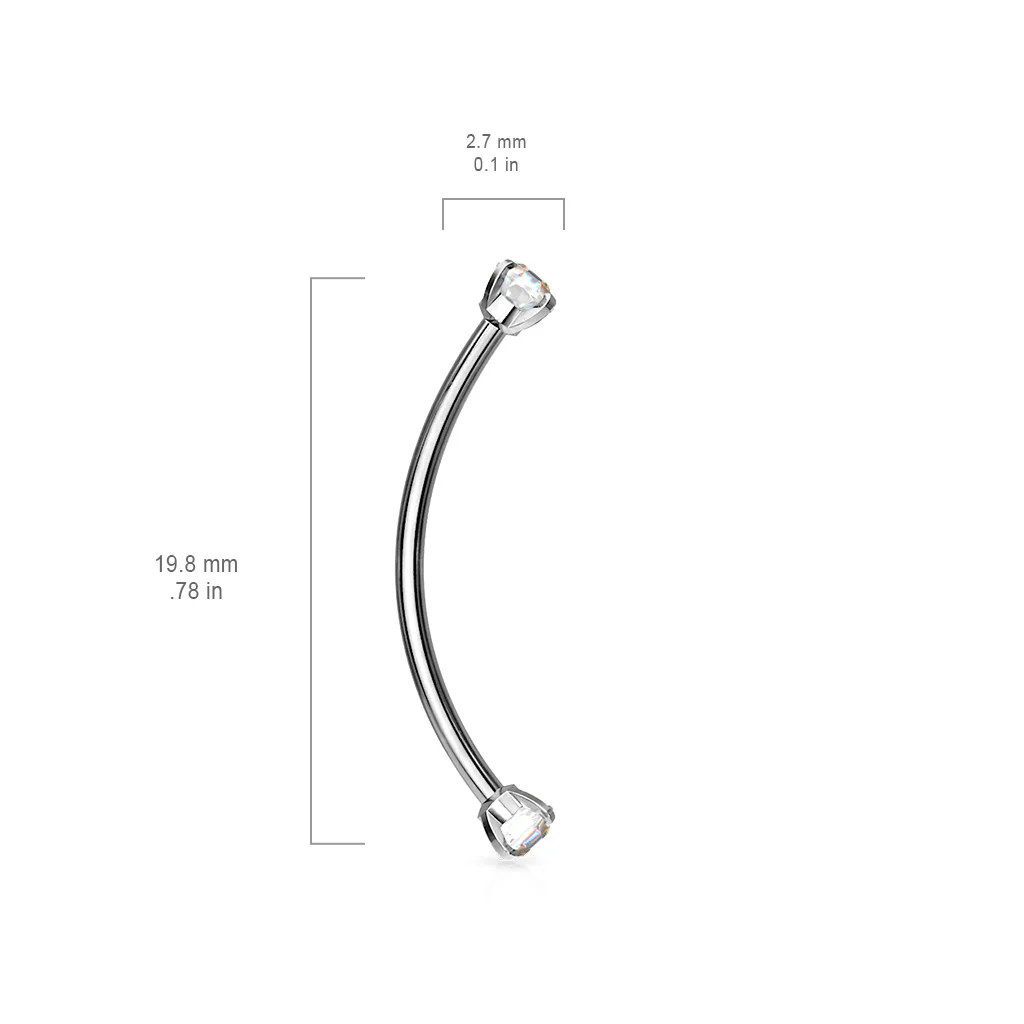 3 mm Prong Set CZ Surgical Steel Curved Barbell Lobe Snake Eye Piercing 16G - Image 7