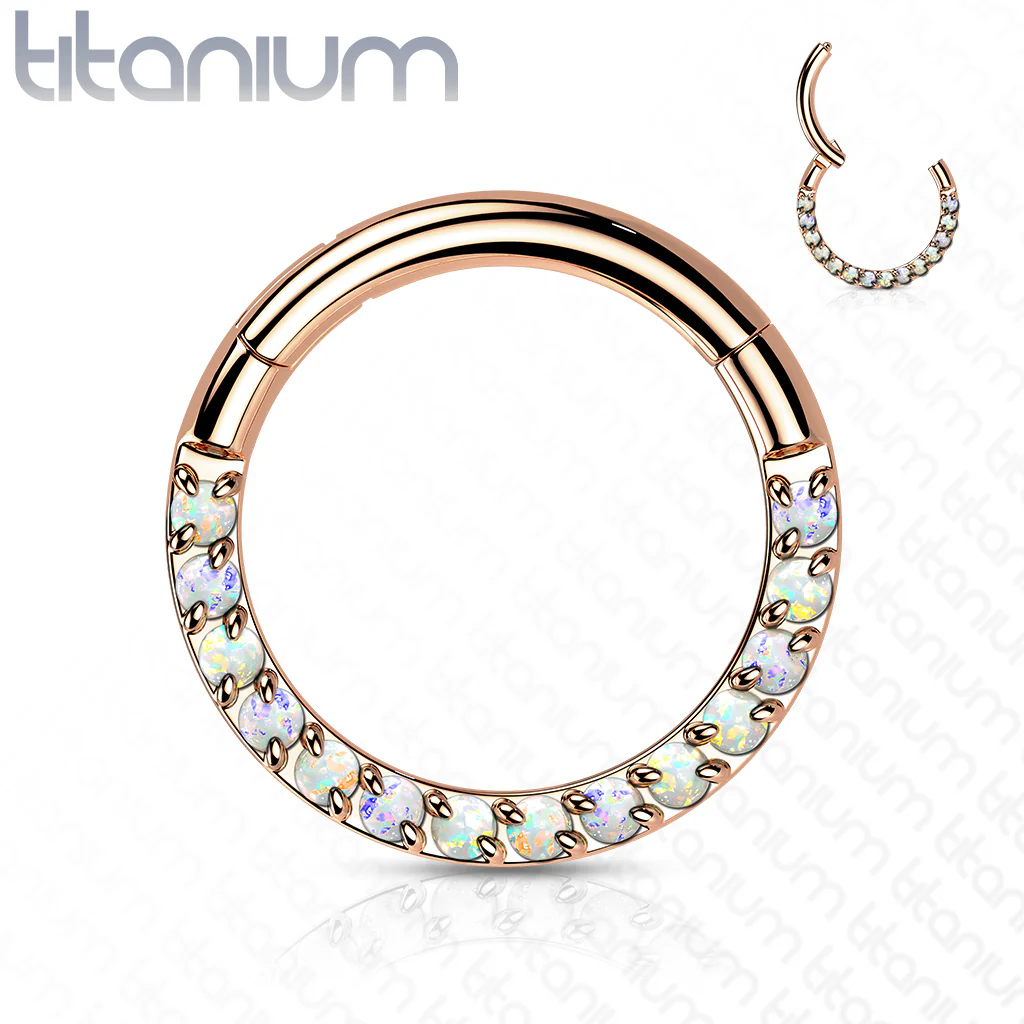 Titanium Hinged Segment Hoop Ring Opal Front For Nose Septum Cartilage - Image 5